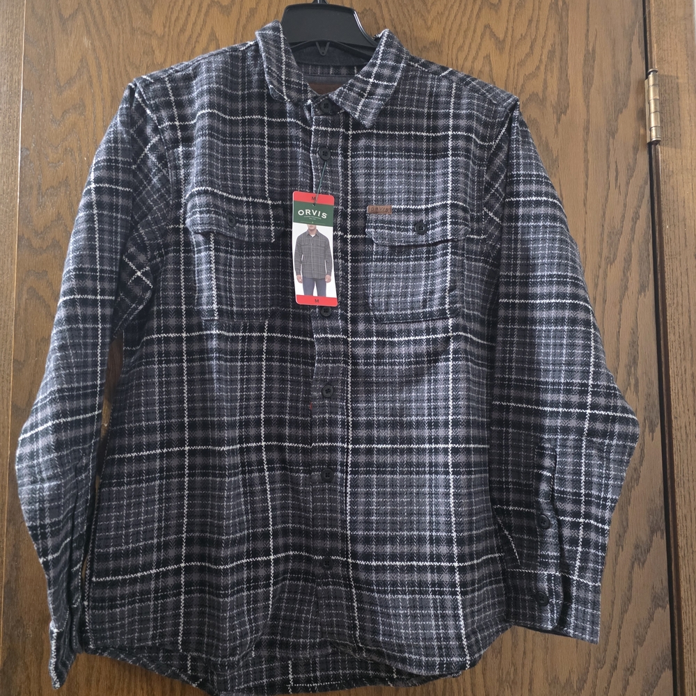 Orvis Black Plaid Men's Shirt Men Size Medium